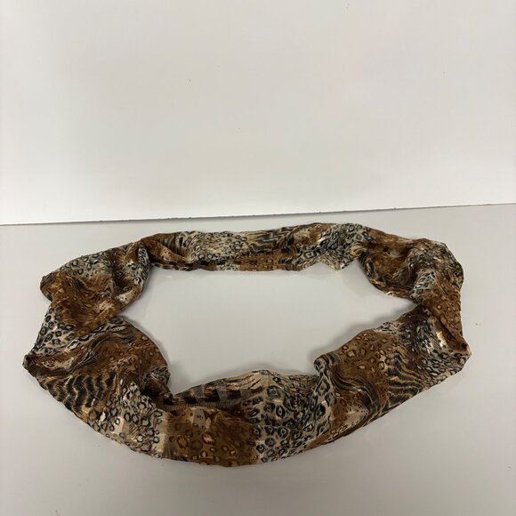 Animal Print Infinity Scarf Lightweight Silky Brown Black Fashion Accessory - Picture 6 of 6